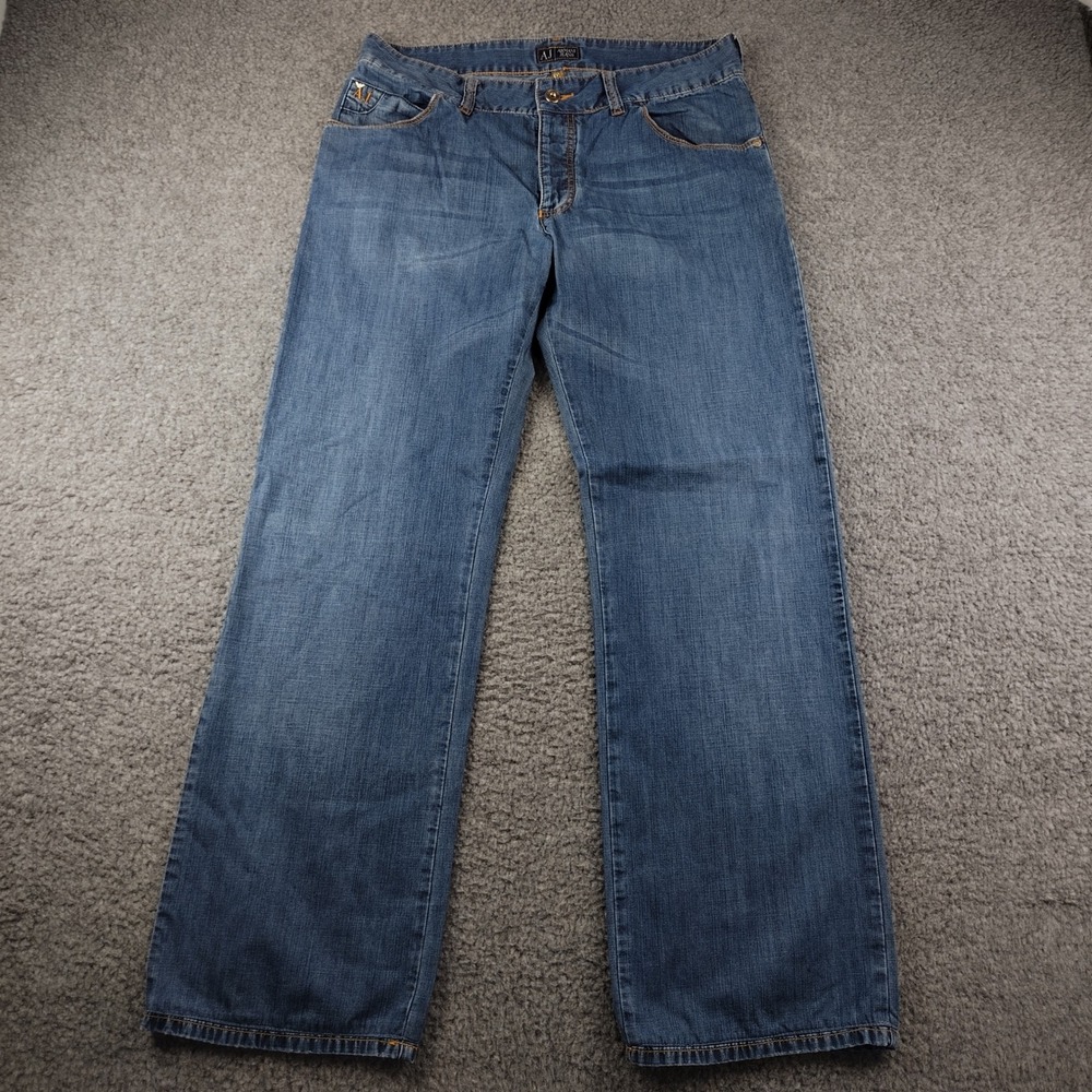 Armani Jeans Mens Blue Denim Wide Leg Baggy Pants Sz 29 32x20